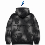 NSW Black zip-up hoodie rear view with tonal appliqué letters and washed finish