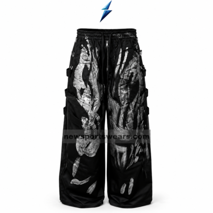 NSW Cargo Pants for Men in black with grey graphic panels, wide legs and utility pockets