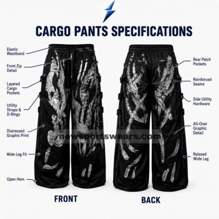 NSW Cargo Pants for Men showing elastic waistband, zipper construction and reinforced stitching