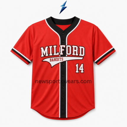 NSW Custom Baseball Jerseys in red with black button placket