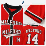 NSW Custom Baseball Jerseys red sleeve with black and white striped cuff and reinforced stitching
