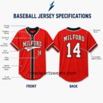 NSW Custom Baseball Jerseys close-up showing black V-neck, white piping and stitched button placket