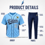 Custom Baseball Uniforms NSW navy baseball pants with powder-blue side piping and bee logo