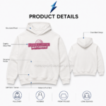 NSW Custom Printed Hoodies specification image with graphic print pocket hood and ribbed trims