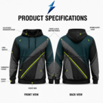 New Sports Wear Custom Racing Hoodies back view with Wiring Solutions text and yellow stripe