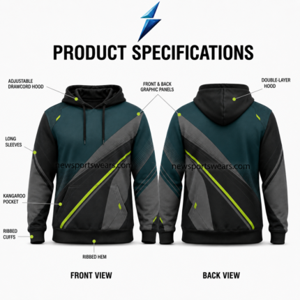 New Sports Wear Custom Racing Hoodies back view with Wiring Solutions text and yellow stripe