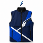 New Sports Wear Custom Racing Vest pocket detail with black zipper and angular blue panel graphics