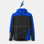 Custom Team Jackets NSW Custom Windbreaker Jackets with blue shoulder stitching and ice-blue graphic print by NEW SPORTS WEAR