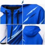 NSW Custom Windbreaker Jackets with adjustable hood, black drawcords and front zipper by NEW SPORTS WEAR