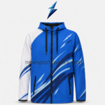 Custom Zip-Up Hoodies NSW Custom Windbreaker Jackets with black zip pocket, contrast white sleeve and printed hem by NEW SPORTS WEAR