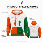 NSW Custom Zip Up Hoodie with orange adjustable hood, white lining and full front zipper