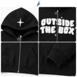 New Sports Wear graphic hoodie for men showing soft black fleece fabric texture