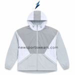 NSW New Sports Wear Windbreaker Jacket in grey and white with geometric front panels
