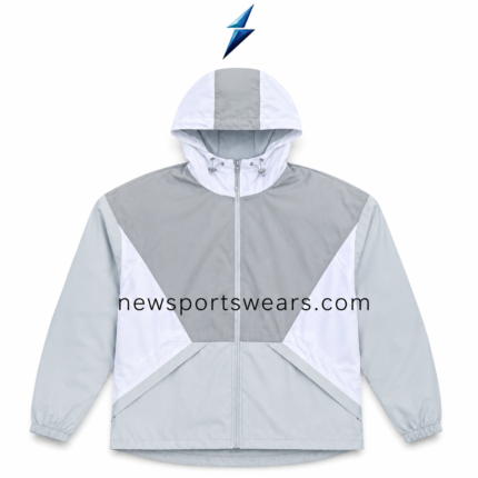 NSW New Sports Wear Windbreaker Jacket in grey and white with geometric front panels