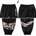 NSW New Sports Wear black Jogger Pants featuring stitched geometric panels and gathered elastic cuffs.