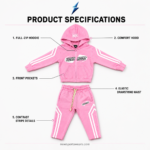 NEW SPORTS WEAR Kids tracksuit with white hood print and black white chest artwork