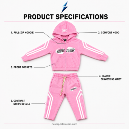 NEW SPORTS WEAR Kids tracksuit with white hood print and black white chest artwork