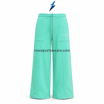 NSW and NEW SPORTS WEAR lounge set mint pants with elastic waist, drawcord, patch pockets, vertical seams, and wide legs