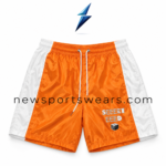 NSW New Sports Wear orange shorts with white side panels and drawstring waist