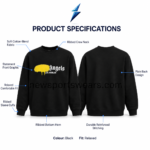 Men’s Crewneck Sweatshirt specification image with black front and back views