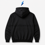 NSW Men’s Hoodie plain black back view with structured hood by NEW SPORTS WEAR