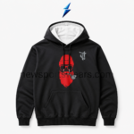 NSW Men’s Hoodie black front view with red graphic and white-lined hood by NEW SPORTS WEAR