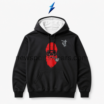 NSW Men’s Hoodie black front view with red graphic and white-lined hood by NEW SPORTS WEAR