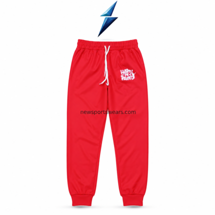 NSW Men’s Jogger Pants in vivid red with white drawcord and printed thigh graphic