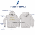 NSW Men’s Pullover Hoodie showing hood, pocket, cuffs and embroidered design