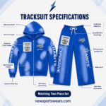 Men’s Tracksuit NSW New Sports Wear royal-blue graphic tracksuit front view with zip hoodie and matching wide-leg pants