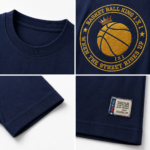 NSW navy graphic t shirt with gold crowned basketball emblem on the front