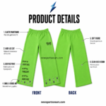 NSW New Sports Wear lime-green pants elastic waistband and stitched seam