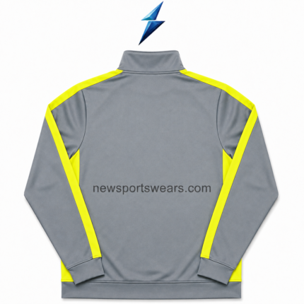 Men’s Track Jacket NSW New Sports Wear grey track jacket back with neon-yellow shoulder and sleeve stripes