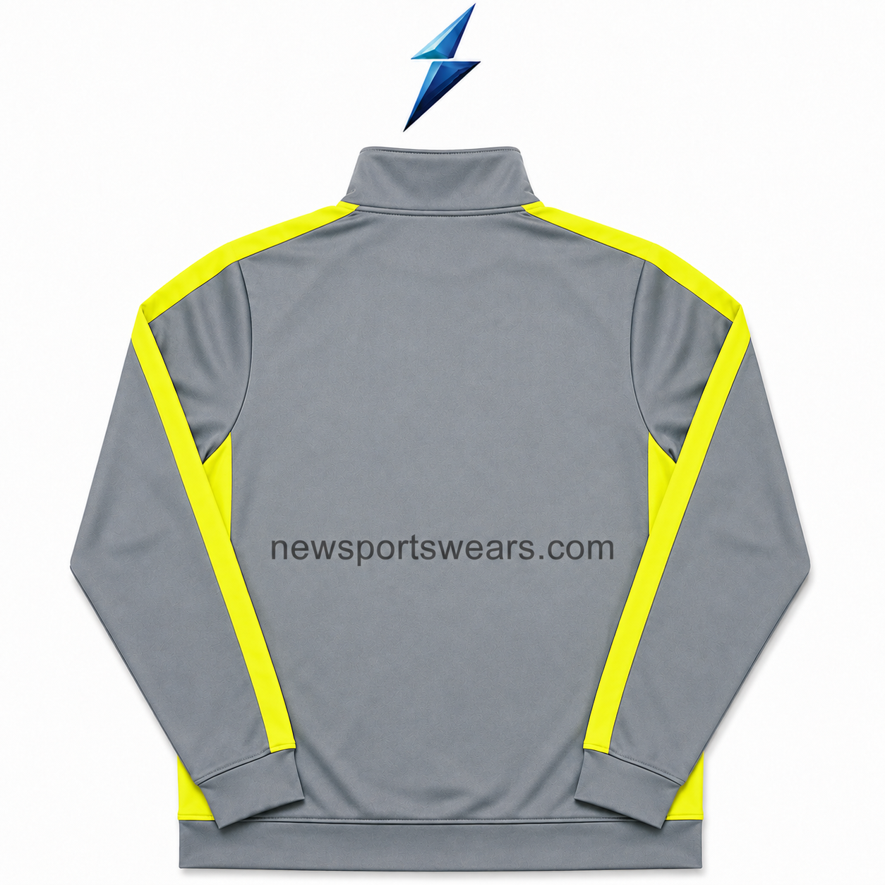 nsw-new-sports-wear-mens-track-jacket-back Men’s Track Jacket NSW New Sports Wear grey track jacket back with neon-yellow shoulder and sleeve stripes