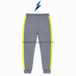 NSW New Sports Wear grey Men’s track pants with neon-yellow stripes shown from the back