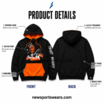 NSW New Sports Wear Men’s Graphic Pullover Hoodie with orange lining and drawcords