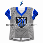 NSW NEW SPORTS WEAR American football pants with elastic waistband, drawstring, knee padding and blue side graphics