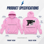 NSW NEW SPORTS WEAR Private Label Oversized Hoodies back view with black lettering, outlined star and white heart-hand graphic