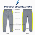 NSW New Sports Wear Men’s track pants specification image with front and back views