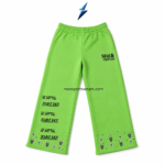 NSW New Sports Wear neon-green graphic wide-leg streetwear pants front view