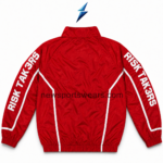 nsw windbreaker set shorts by new sports wear in red with a white front graphic angular piping and elasticated waistband