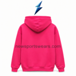 NSW New Sports Wear pink pullover hoodie with plain rear design, central hood seam and ribbed hem.