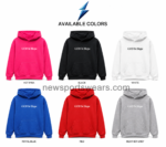 NSW New Sports Wear pullover hoodie showing the hot-pink kangaroo pocket, angled openings and visible stitching.