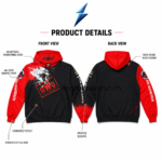 NSW red-and-black wolf hoodie with printed sleeves, kangaroo pocket and ribbed hem