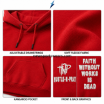 NSW red pullover hoodie with stitched kangaroo pocket and ribbed hem by NEW SPORTS WEAR
