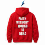 NSW red pullover hoodie with large white faith slogan applique by NEW SPORTS WEAR