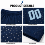 NSW Rhinestone Sweatpants in navy with straight legs and stitched hems