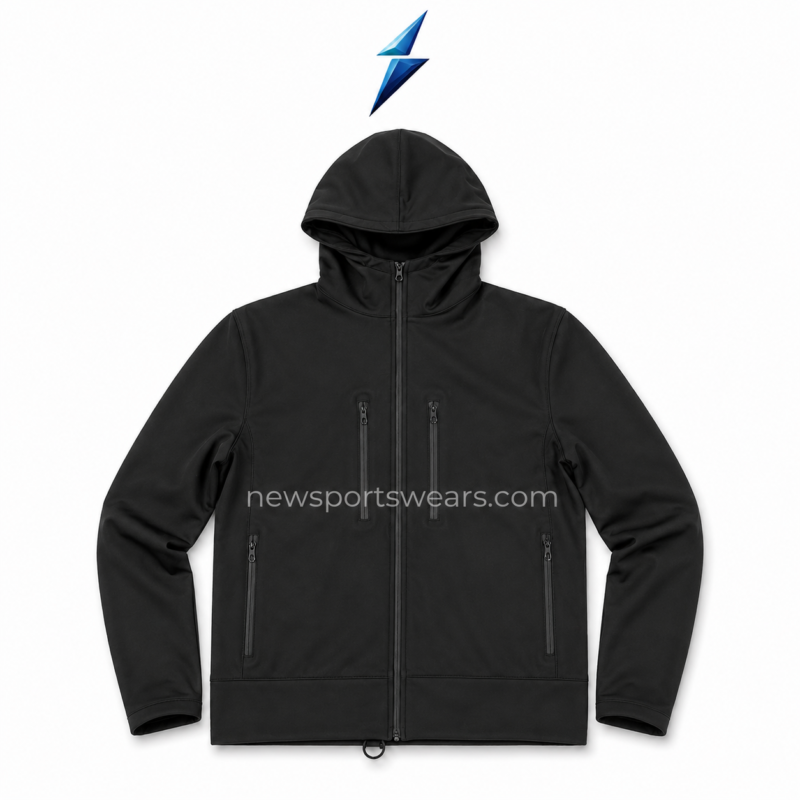 New Sports Wear Softshell Jacket with vertical black zipper pockets