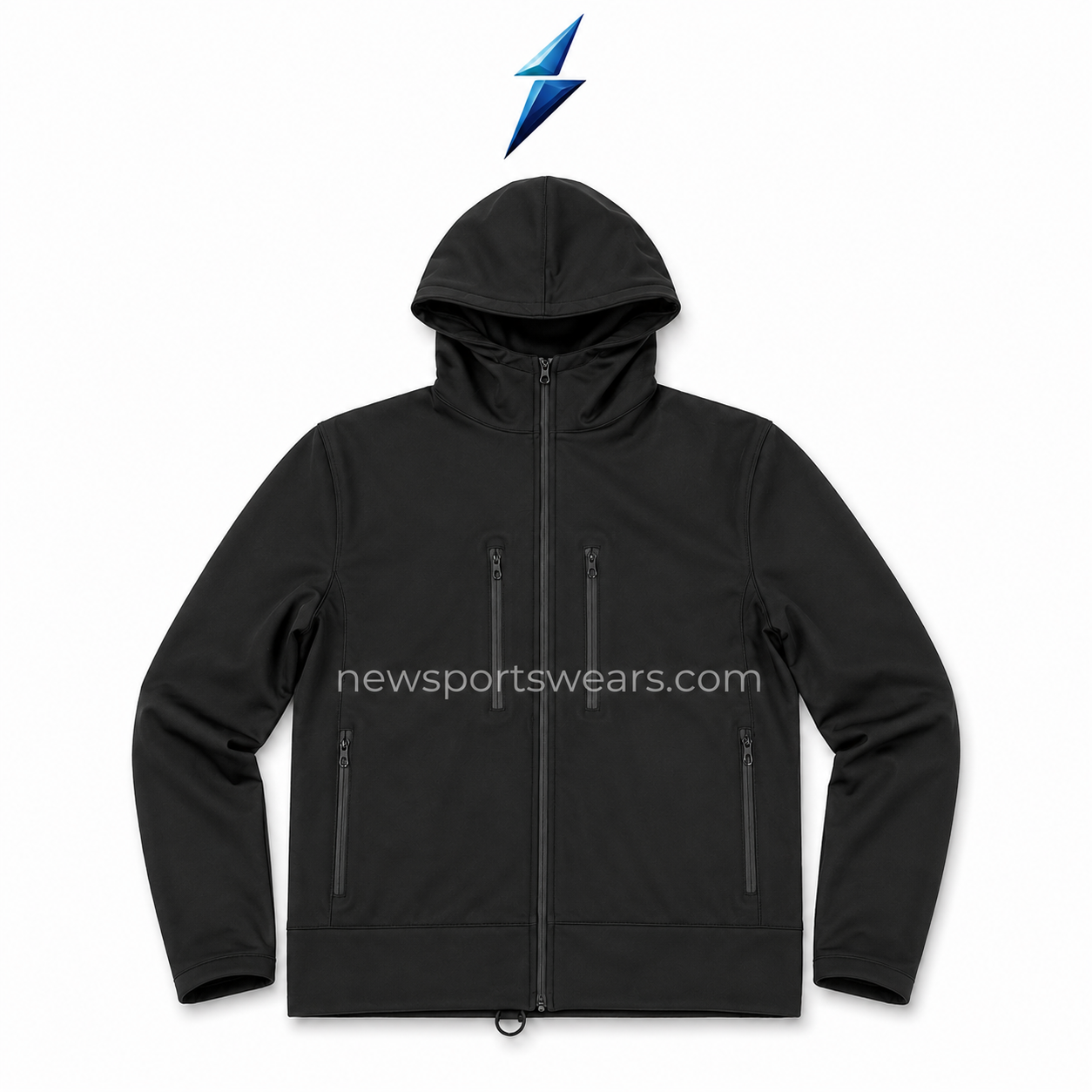 nsw-softshell-jacket-hood-zipper-detail New Sports Wear Softshell Jacket with vertical black zipper pockets