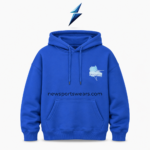 NSW streetwear hoodie in royal blue with sailfish chest logo and kangaroo pocket by NEW SPORTS WEAR